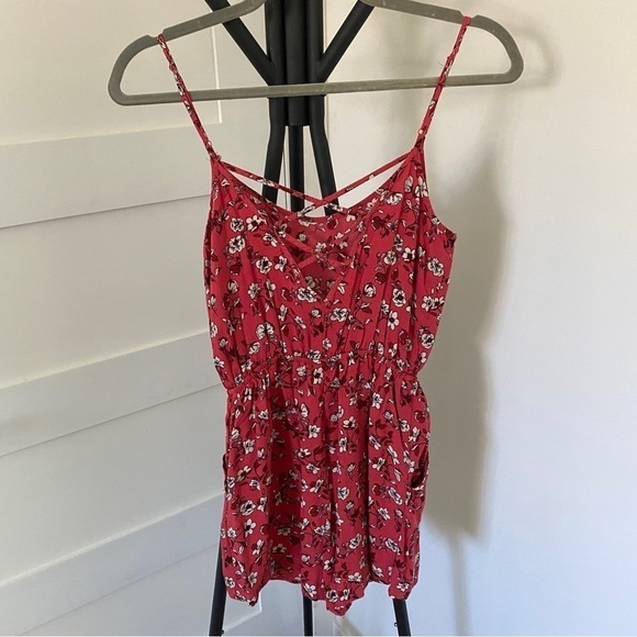 *2/$15* Floral Print Red Romper by H&M - Picture 4 of 7